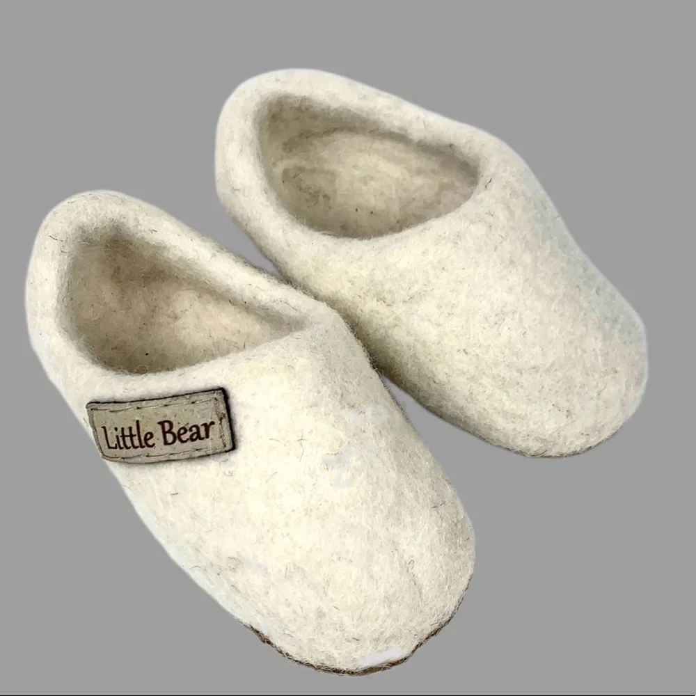 Little Bear Hand Made Shearling Infant Clog Slippers Size 6.5